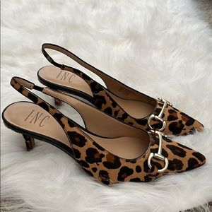 I-N-C Calf Hair Leopard Kitten Heel